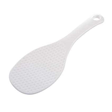 TOOGOO(R) Kitchen Dotted White Plastic Flat Rice Scoop Paddle Meal Spoon