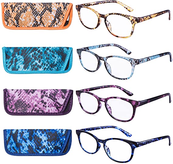 EYEGUARD Reading Glasses 4 Pack Fashion colorful Readers for women