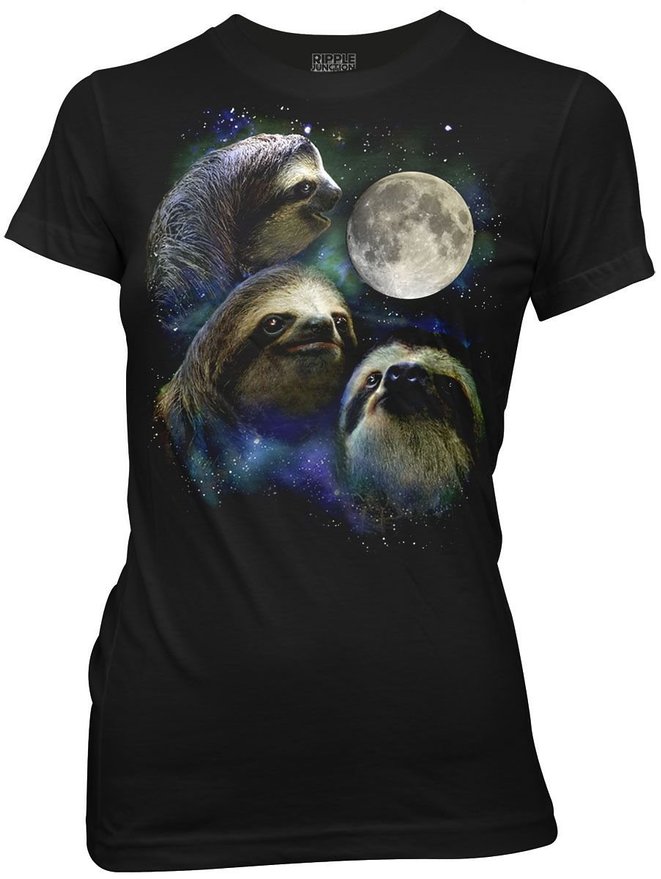 Three Wolf Moon Shirt Parody - Three Sloth Moon Shirt - 100% Cotton Women's T-Shirt Tee - X-Large