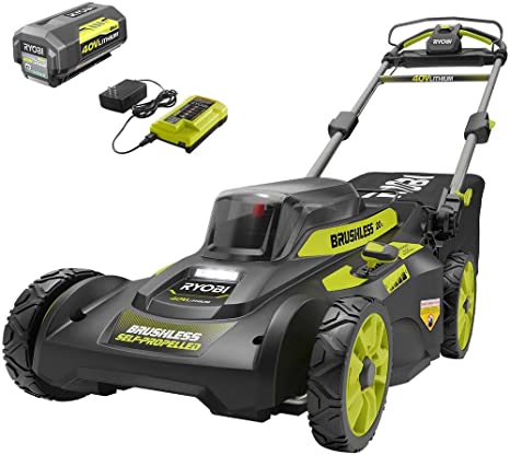 RYOBI 20 in. 40-Volt 6.0 Ah Lithium-Ion Battery Brushless Cordless Walk Behind Self-Propelled Lawn Mower with Charger Included