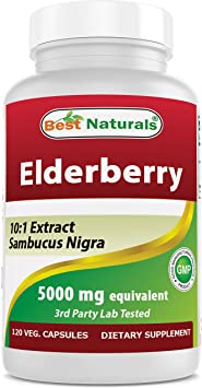 Best Naturals Elderberry Sambucus Nigra 5000mg Equivalent 120 Veg Capsules