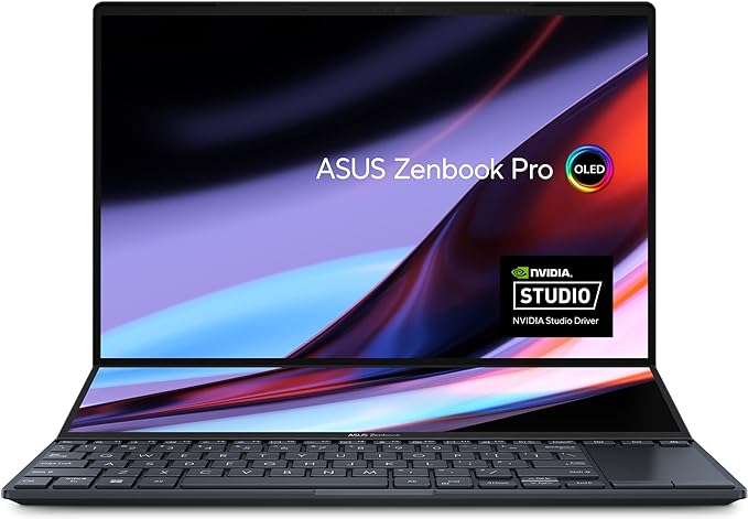 ASUS Zenbook Pro 14 Duo 14.5â€  2.8K OLED Touch, 120Hz Refresh Rate, ScreenPad Plus, Intel i9-12900H CPU, RTX 3050Ti, 32GB RAM, 1TB SSD, Windows 11 Home, Tech Black, UX8402ZE-DB96T (Renewed)