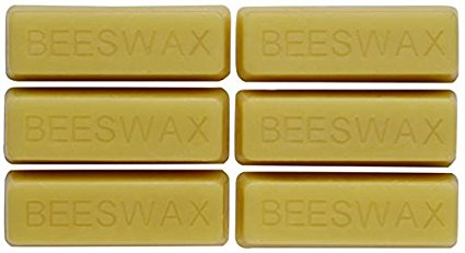Beesworks® (6) 1oz Yellow Beeswax Bars - Package of (6) 1oz bars (6oz) - 100% Pure, Cosmetic Grade, Premium Quality, For Many Uses