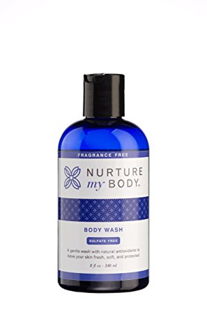 Nurture My Body Fragrance Free Organic Body Wash - SLS Free - For Sensitive Skin - 8 fl oz