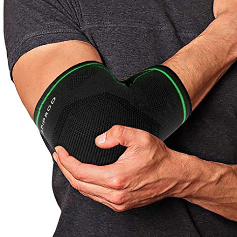 Elbow Brace Compression Support Sleeve for Tendonitis, Tennis Elbow, Golf Elbow Treatment Workout for Men & Women (1 Pair) (Green, Large)