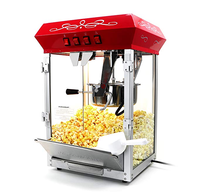 Paramount 8oz Popcorn Maker Machine - New Upgraded Feature-Rich 8 oz Hot Oil Popper [Color: Red]