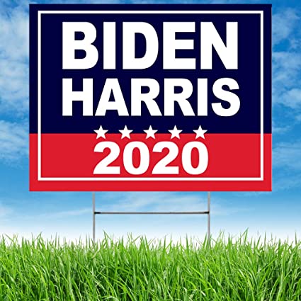 Note Card Café 2020 Biden Political Campaign Large Yard Sign | Biden Harris | 24 x 18 in | Printed Front and Back | Includes H Stake | Made in The USA | Weather Resistant for Lawn, Patio | Single