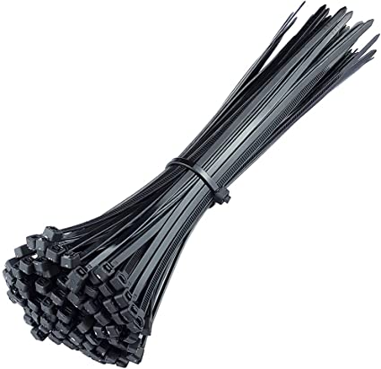 Oksdown 100 Pack Black Plastic Cable Ties 200mm×3.6mm Heavy Duty Strong Nylon Premium Self Locking 8 inch/20 cm Long Zip Tie Wraps