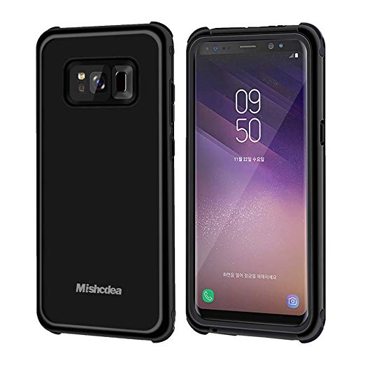 Mishcdea Samsung Galaxy S8 Waterproof Case Shockproof Snow-Proof Dirt-Proof Full Body Phone Protector Cover with 2 Soft Silicon Stoppers Extreme Heavy Duty Protection for Samsung Galaxy S 8 Black