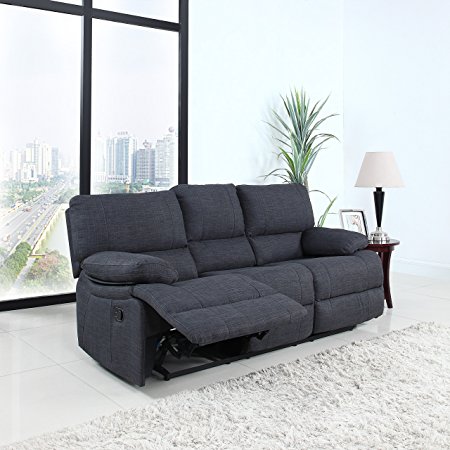 Classic and Traditional Dark Grey Fabric Oversize Recliner Chair, Love Seat, and Sofa (3 Seater)