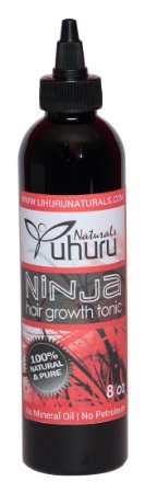 UHURU NATURALS Ninja Hair Growth Tonic Featuring Coconut & Castor Oil Promotes Scalp & Follicle Stimulation with a Blend of Ayurveda Antioxidant Herbal Remedies