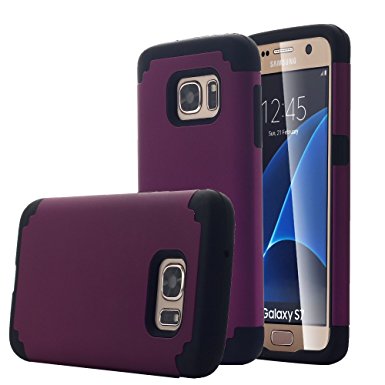 Galaxy S7 Case, Pandawell™ [Corner Protection] Slim Thin Hybrid Dual Layer Shock Absorbing Impact Resist Case Cover for Samsung Galaxy S7 - Purple/Black