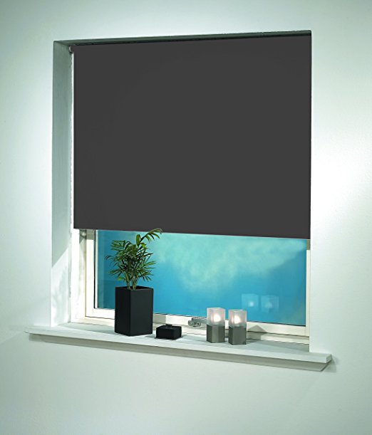 DEBEL 140 x 210 cm 100 Percent Polyester "Uni" Blackout Roller Blind, Grey