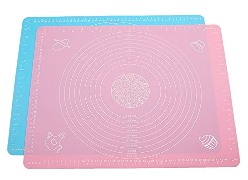 Clearance Sale - Attmu Silicone Pastry Mat with Measurements Pastry Rolling Mat Reusable Non-Stick Silicone Baking Mat Set of 2 2 Colors