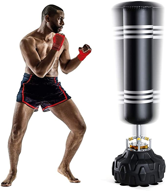 Fnova Boxing Punch Bag Free Standing for Adult & Kids, MMA Boxing Kicking Training Heavy Duty Punching Bag with Suction Cup Base - 170cm/5.6Ft