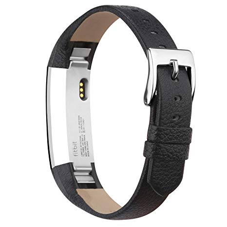 iGK Leather Replacemnt Bands Compatible for Fitbit Alta and Fitbit Alta HR, Genuine Leather Wristbands with Stainless Steel Buckle