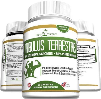 Pure Tribulus Terrestris Extract Powder Capsules: Over 1000mg for Optimum Results. For Women and Men. Testosterone Booster and Libido Enhancer. 90 Count, Full 45 Day Supply.