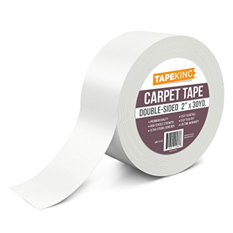 Tape King Double Sided Carpet Tape White, Indoor/Outdoor Rug Binding Adhesive 2 Inch x 30 Yards