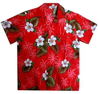 V.H.O Funky Hawaiian Shirt For Men Short Sleeve Front-Pocket White Flower Multiple Colors