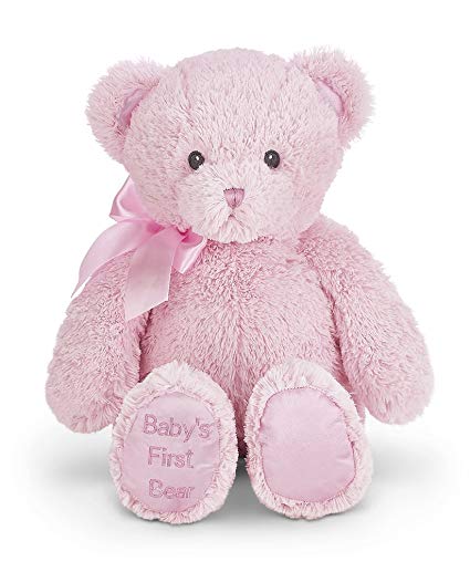 Bearington Baby's First Teddy Bear Pink Plush Stuffed Animal, 12"