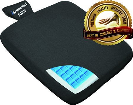SOJOY- Cooling Gel-enhanced Comfort Memory foam Multi-use Anywhere, Anytime Gel Seat Cushion for Car/Home/Office/Travel Seats Black - iGelComfort -