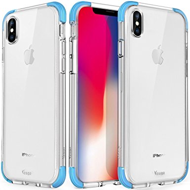 iPhone X Case Clear Anti-Scratch Shockproof Protective Case Cover (B-Blue)