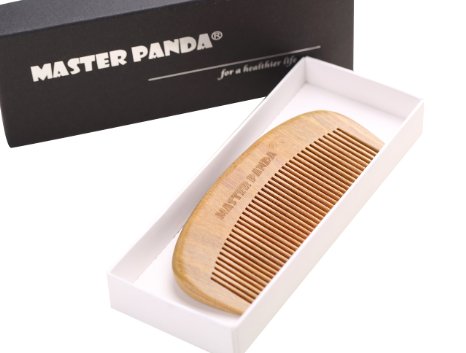 Master Panda Handmade Natural Green Sandalwood Hair Comb and Beard Comb with Natural Wood Aromatic Scent