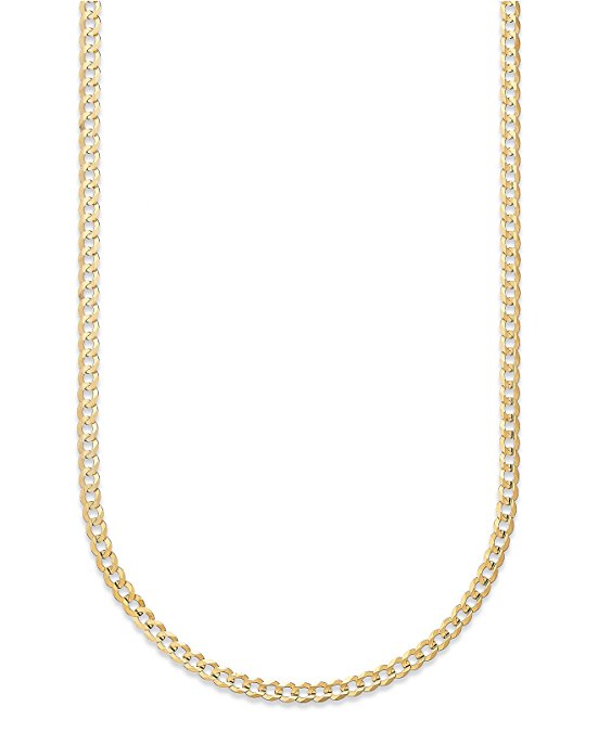14K Solid Yellow Gold 1.5mm Cuban Curb Link Chain Necklace- Made in Italy- 16"-30"
