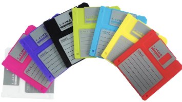 PHT Silicone Blanked Label Retro 3.5 Inches Floppy Disk All-weather Coasters , 4.7 X 3.6", Set of 8