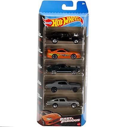 Hot Wheels Car 2023 Fast & Furious Pack of 5 (70 Dodge Charger R/T, Toyota Supra, 67 Custom Mustang, 70 Chevelle 55, Aston Martin 1963 DBS) Multi - Color