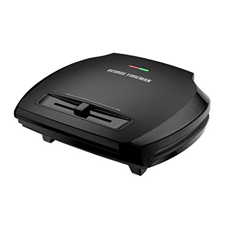 George Foreman GR380VB Classic Plate Grill and Panini Press with Adjustable Temperature Control, 8-Serving, Black