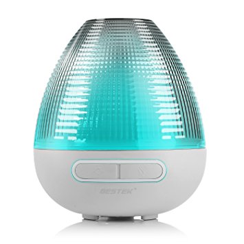 BESTEK Essential Oil Diffuser 200ml,Ultrasonic Aromatherapy Diffuser Humidifier(7 Color LED Lights,Up to 24Hrs Runtime,Waterless Auto Shut-Off, BPA-free)-Elegant Grey