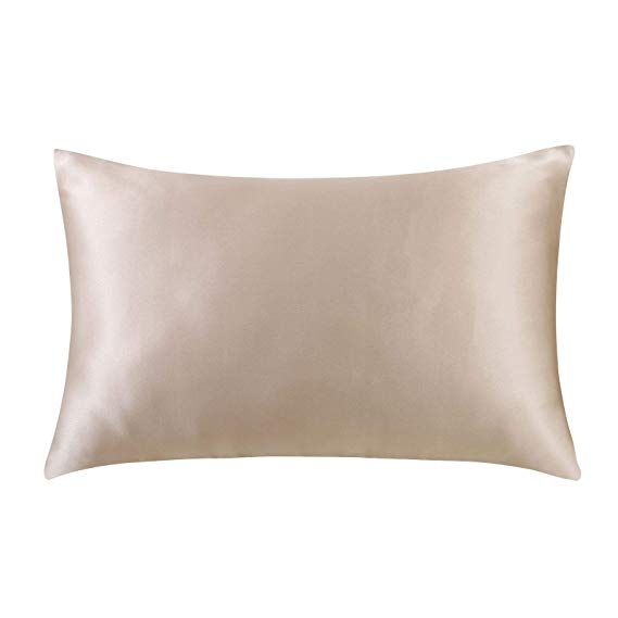 Ethereal Lomoer 100% Natural Pure Silk Pillowcase for Hair and Skin, Both Side 19mm, Hypoallergenic, 600 Thread Count, Luxury Smooth Satin Pillowcase with Hidden Zipper (Taupe, King Size)