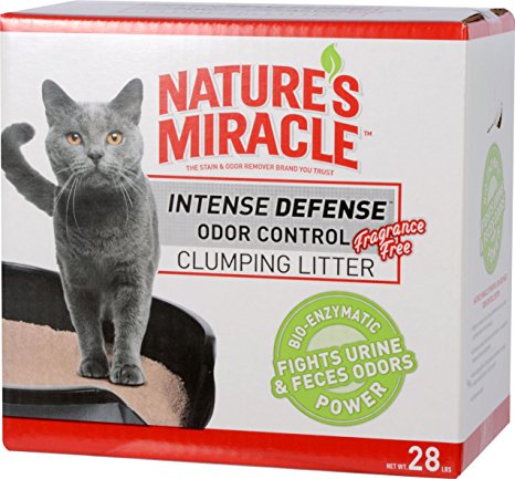 Nature's Miracle NM-5428 Intense Defense Fragrance Free Clumping Clay Litter, 28-Pound