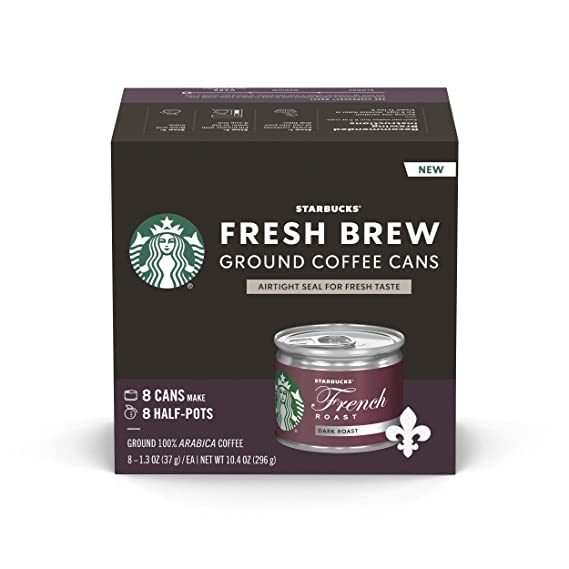 Starbucks Dark Roast Fresh Brew Ground Coffee Cans — French Roast — 1 box (8 cans)