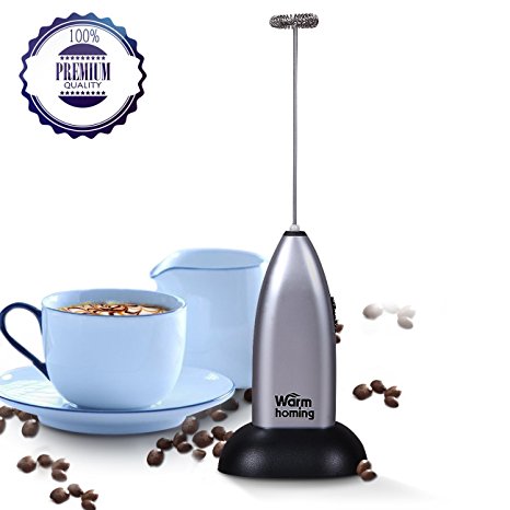 Milk Frother, Rubber Handheld Frother Electric Milk Frother with Stand