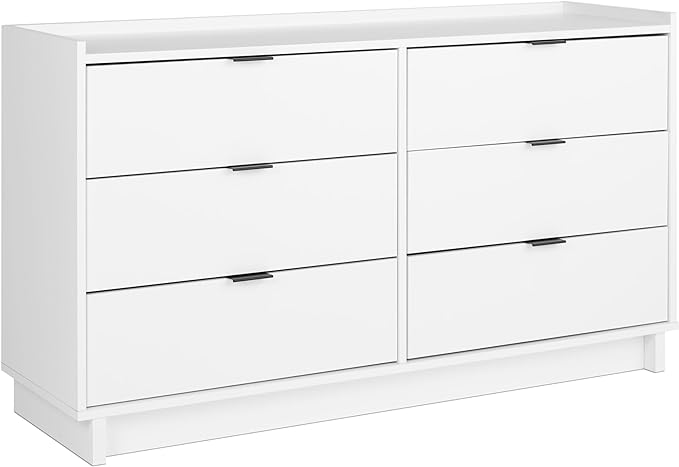 Prepac Six Drawer Dresser, 52.5" W x 29.5" H x 16" D, Simple White