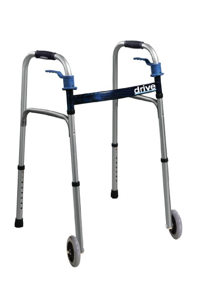 Drive Medical Trigger Release Folding Walker, Brushed Steel