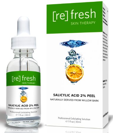 Salicylic Acid 2 Daily Organic Peel Extracted From Willow Bark - With Beta-Hydroxy Acid BHA To Fight Acne and Scars Aging Skin Wrinkles and Skin Fatigue - A Perfect Home Treatment Peel