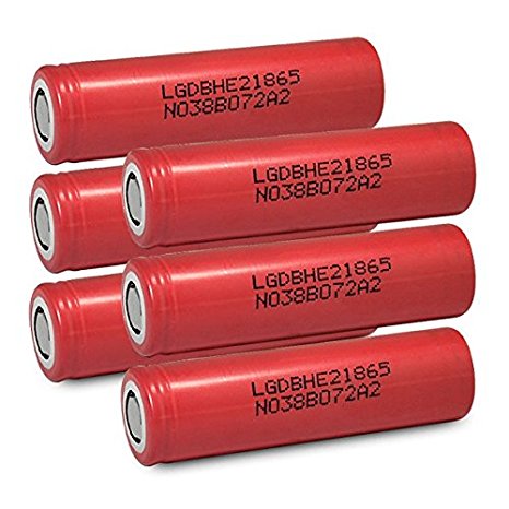 6 LG HE2 18650 2500mAh 35A 3.7v Rechargeable Flat Top Batteries