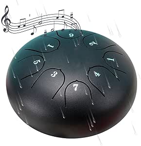 Rain Drum for Outside Garden,Chakra Drum for Rain Outdoor, Drum Rain Chime Waterproof,Rain Drum for Garden Instrument, chakra Drum 6 Inches 8 Notes, Chakra Rain Drum Outdoor (Black)