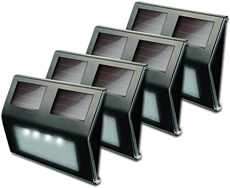 MAXSA 47334-BZ Weatherproof Solar LED Lights for Decks and Steps (4-Pack), Bronze Stainless Steel