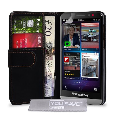 Yousave Blackberry Z30 Case Black PU Leather Wallet Cover