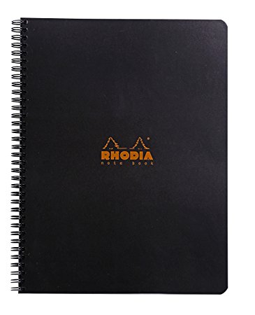 Rhodia A4  Wirebound Notebook, 5/5 Square Ruling, Black