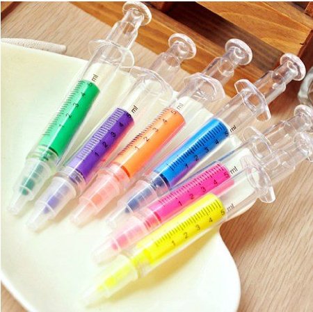 6pc Syringe Highlighter Pens with 6 Colors