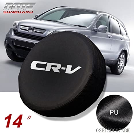 Spare Tire Cover PVC Leather Universal Spare Wheel Protector Compatible for Honda CRV CR-V 14"(14" for Diameter 23"-27") Waterproof Dust-Proof