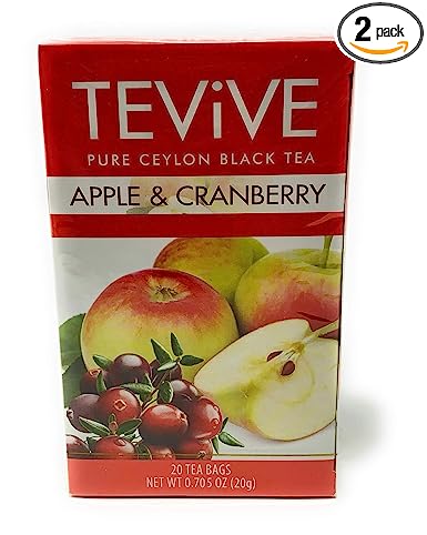 TEViVE APPLE & CRANBERRY Pure Ceylon Black Tea 20 Tea Bags (2 Pack)