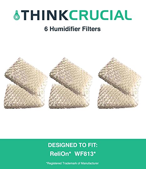 6-Pack ReliOn WF813 Humidifier Wicking Filters Designed To Fit ReliOn RCM832 (RCM-832) RCM-832N, DH-832 and DH-830 Humidifers; Compare To Part # WF813; Designed & Engineered By Crucial Air