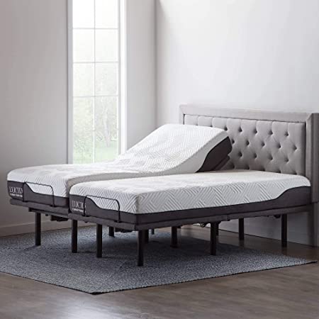 LUCID L600 Adjustable Bed Base with LUCID 10 Inch Memory Foam Hybrid-Mattress - Split King