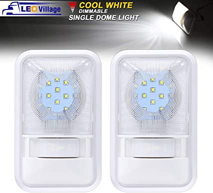 LEDVILLAGE [Pack of 2] 8.3 Inch Cool White 6000-6500k Ceiling Dome Interior Lights with On/Off Switch Dimmable Lamp for Camper Travel Trailer Boat Caravan RV Cabin SUV 12V DC Surface Mount 24 LED TDT